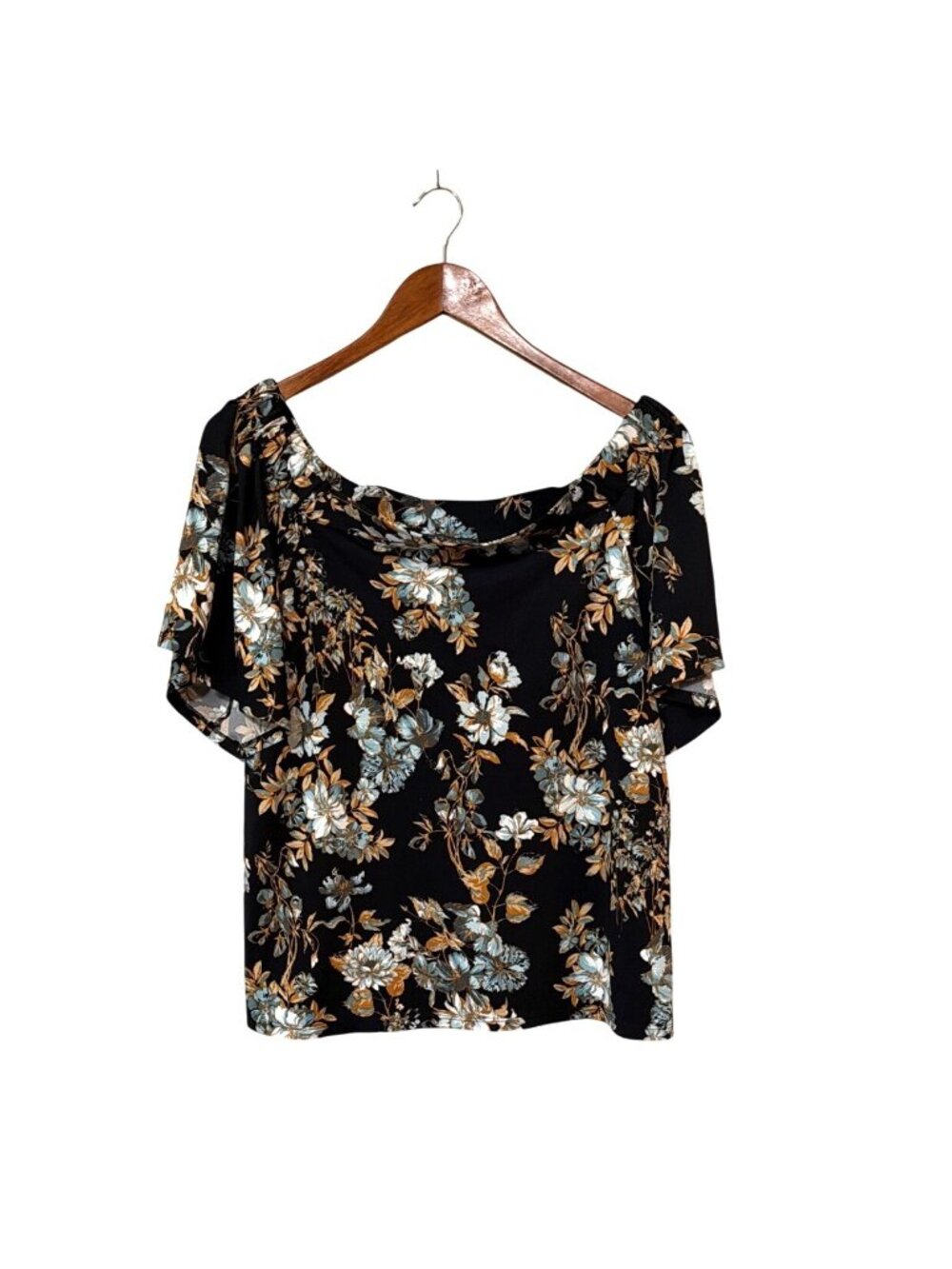 Artizan Robin Barre Floral Print Off-Shoulder Top M Black & Multicolor Resort‎